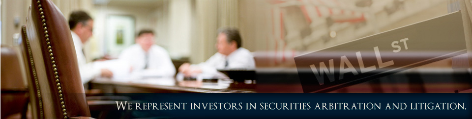 We represent investors in securities arbitration and litigation.